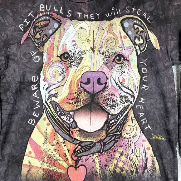 The Mountain Tie Dye Shirt Mens Medium Black Pit Bulls Long Sleeve Tee Casual‎ - Picture 2 of 11